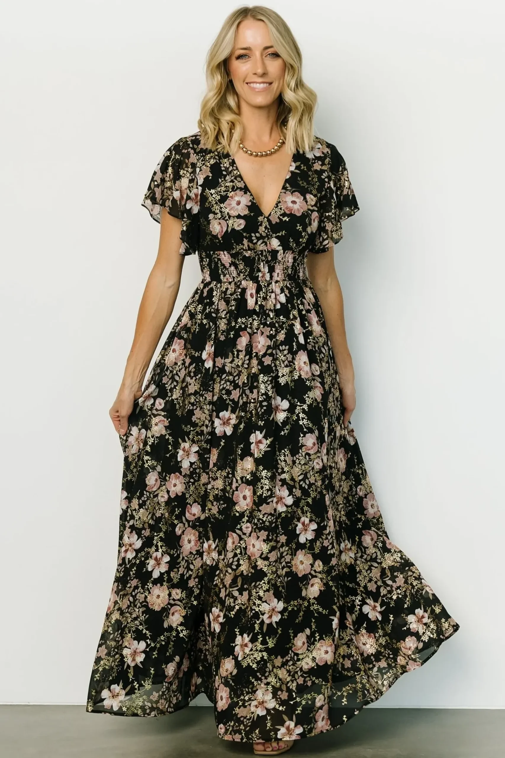 Baltic Born WEDDING SUITE|wedding guest|Lynlee Metallic Maxi Dress | Black + Mauve
