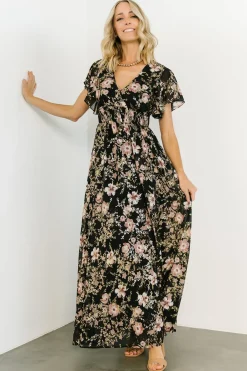 Baltic Born WEDDING SUITE|wedding guest|Lynlee Metallic Maxi Dress | Black + Mauve