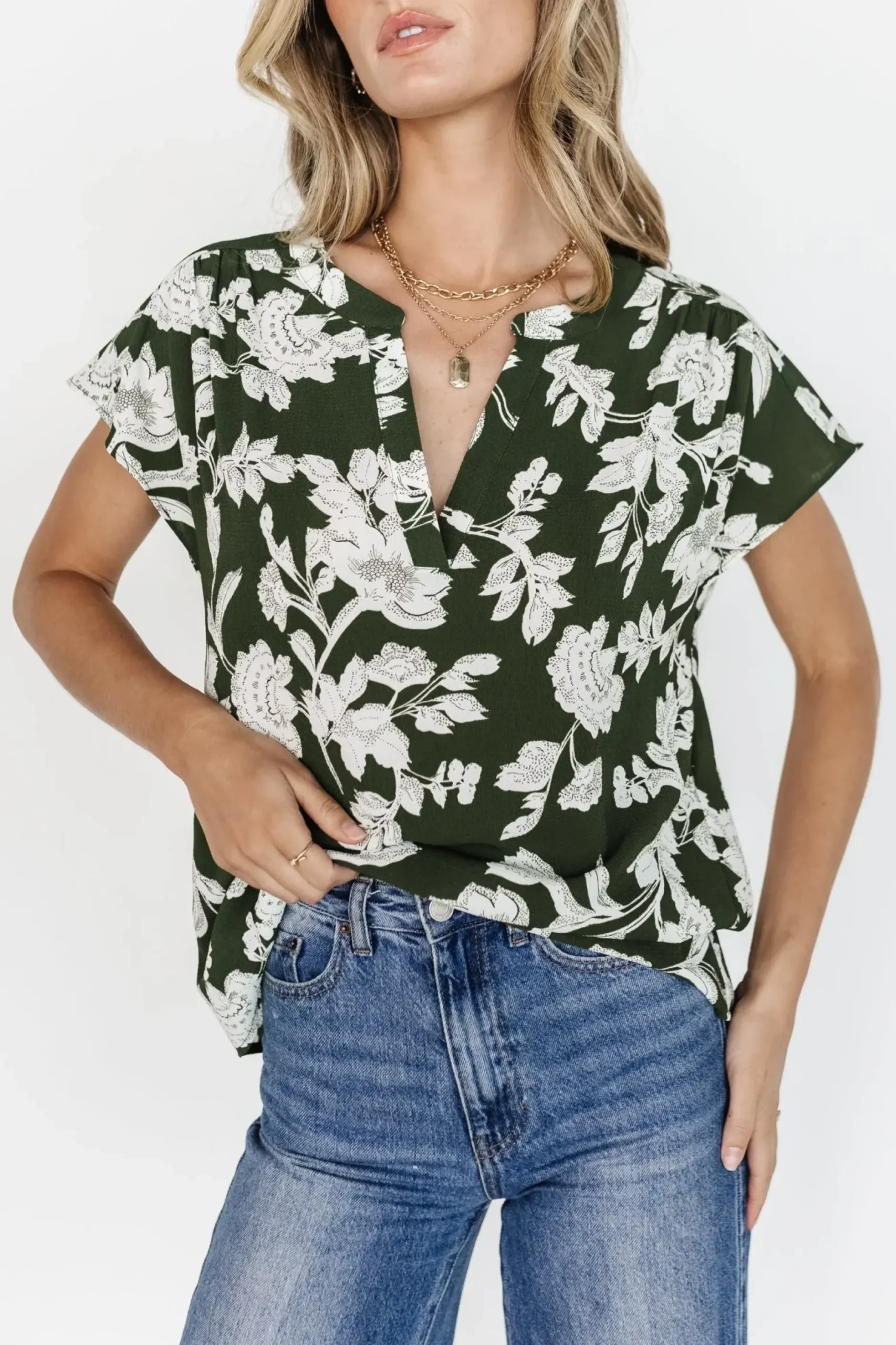 Baltic Born blouses + shirts|Macey Top | Olive Floral