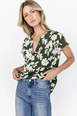 Baltic Born blouses + shirts|Macey Top | Olive Floral