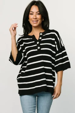 Baltic Born WINTER ESSENTIALS|Maddock Stripe Knit Top | Black + Off White