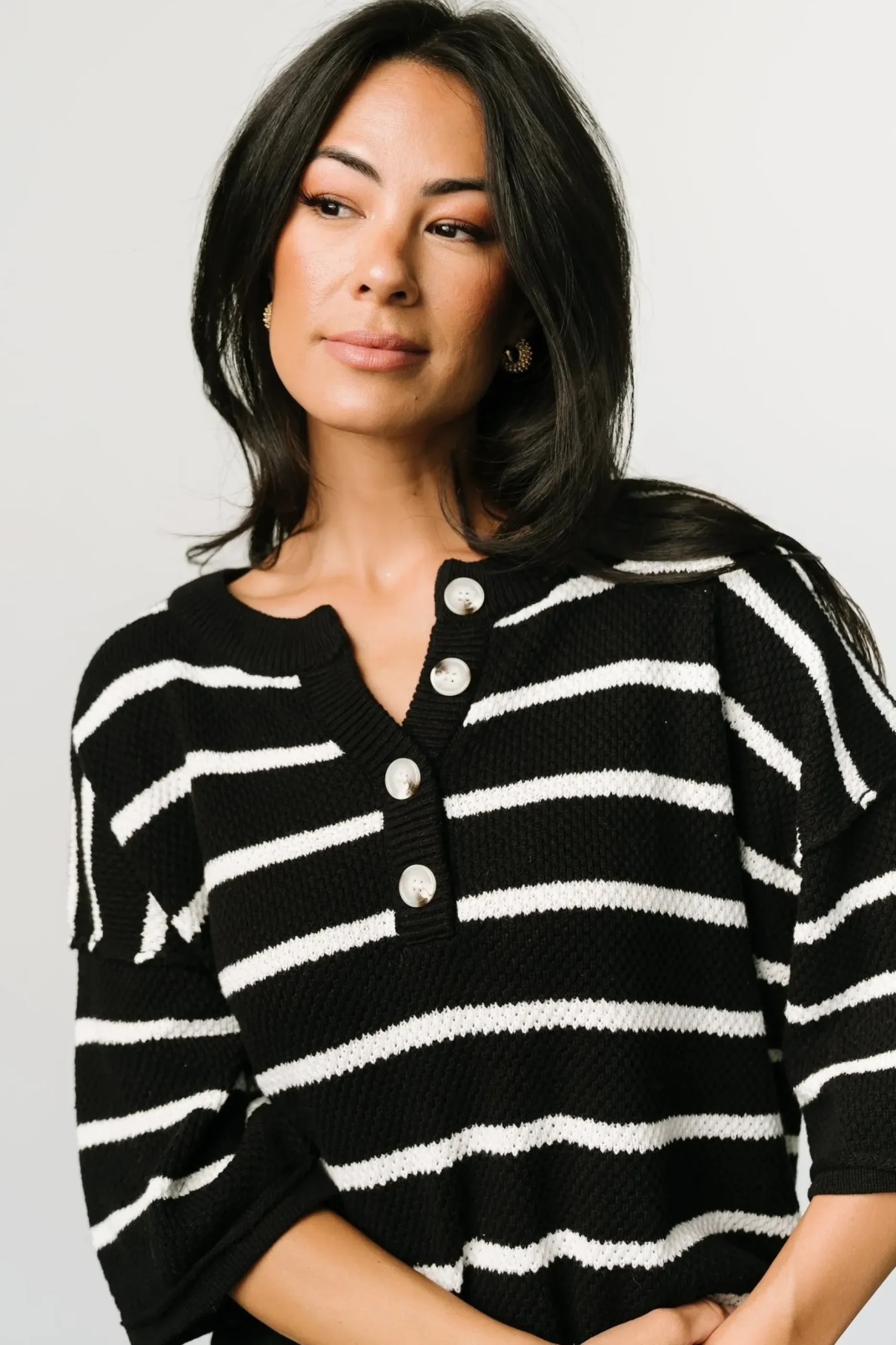Baltic Born WINTER ESSENTIALS|Maddock Stripe Knit Top | Black + Off White