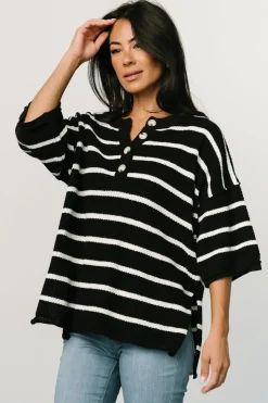 Baltic Born WINTER ESSENTIALS|Maddock Stripe Knit Top | Black + Off White