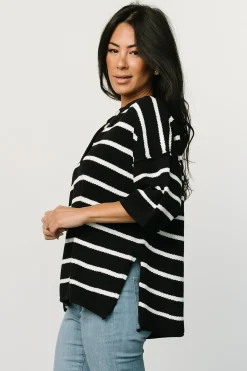 Baltic Born WINTER ESSENTIALS|Maddock Stripe Knit Top | Black + Off White