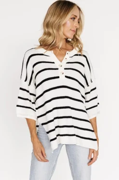 Baltic Born WINTER ESSENTIALS|Maddock Stripe Knit Top | Off White + Black