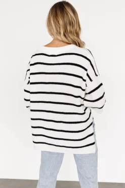 Baltic Born WINTER ESSENTIALS|Maddock Stripe Knit Top | Off White + Black