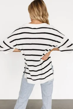 Baltic Born WINTER ESSENTIALS|Maddock Stripe Knit Top | Off White + Black