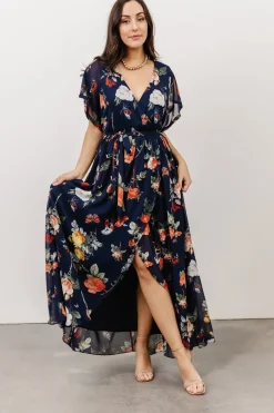 Baltic Born WINTER ESSENTIALS|Madeline Maxi Dress | Navy + Coral Floral