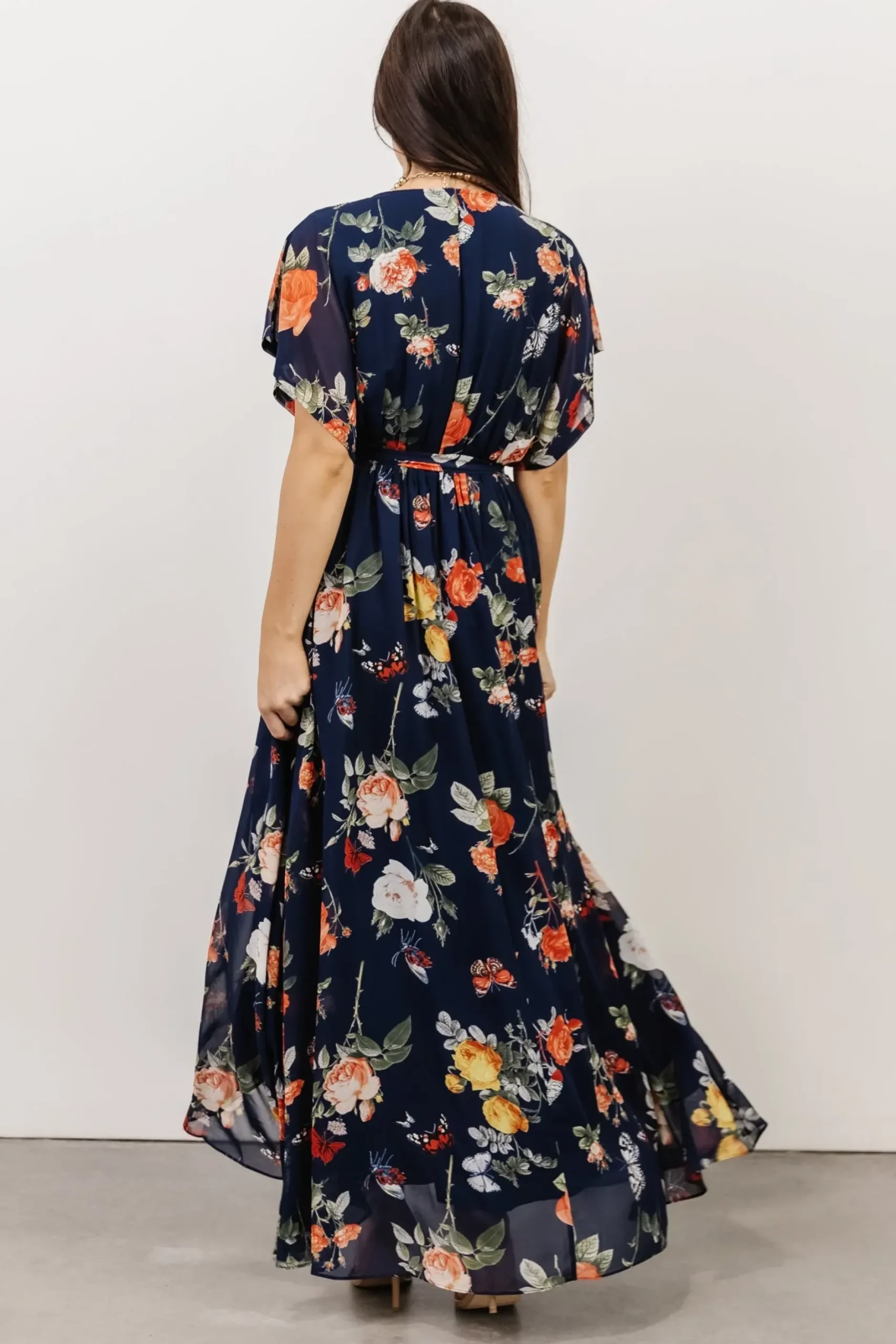 Baltic Born WINTER ESSENTIALS|Madeline Maxi Dress | Navy + Coral Floral