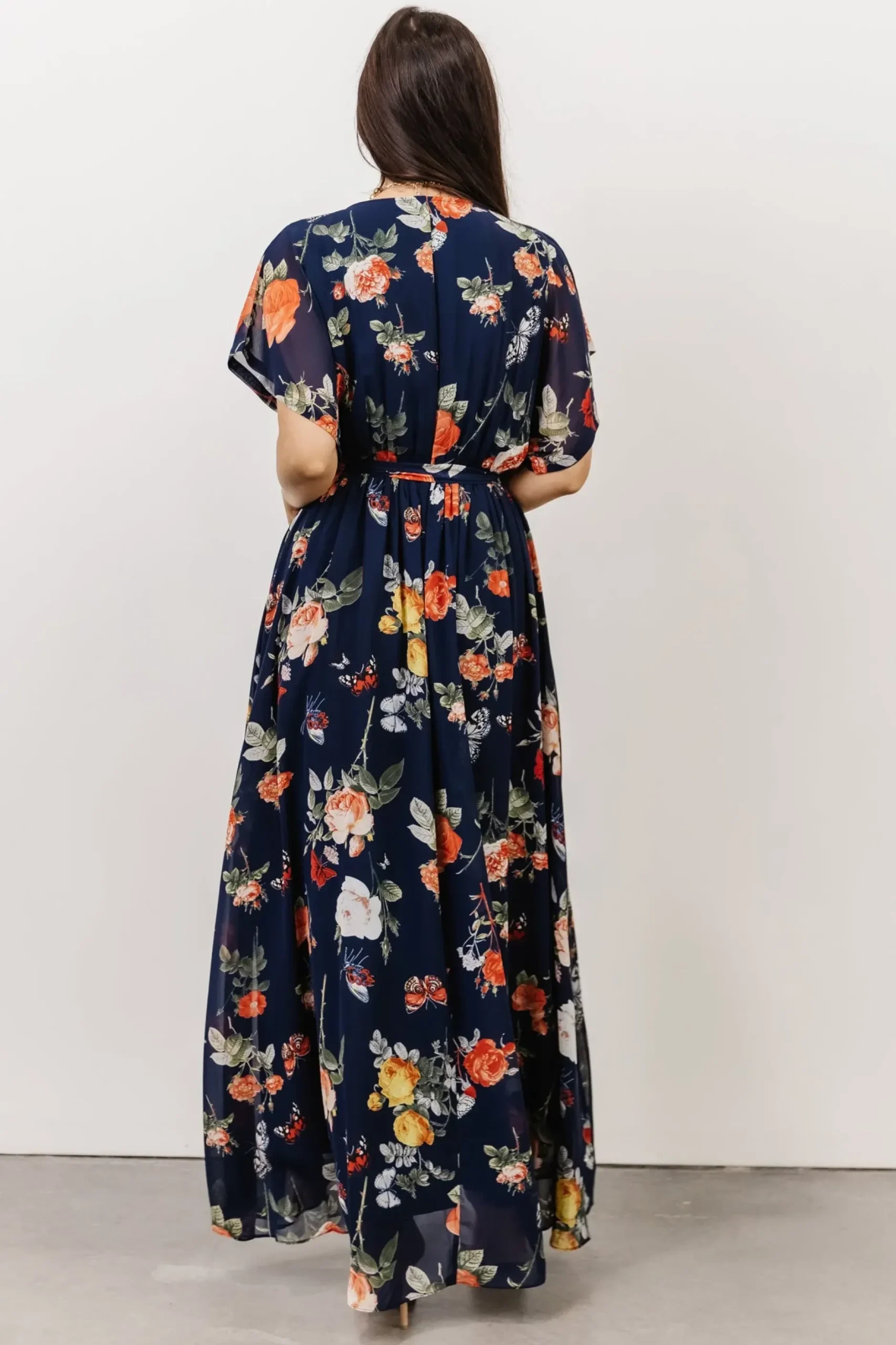 Baltic Born WINTER ESSENTIALS|Madeline Maxi Dress | Navy + Coral Floral
