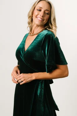 Baltic Born SALE|Maella Velvet Wrap Dress | Emerald