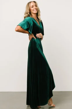 Baltic Born SALE|Maella Velvet Wrap Dress | Emerald