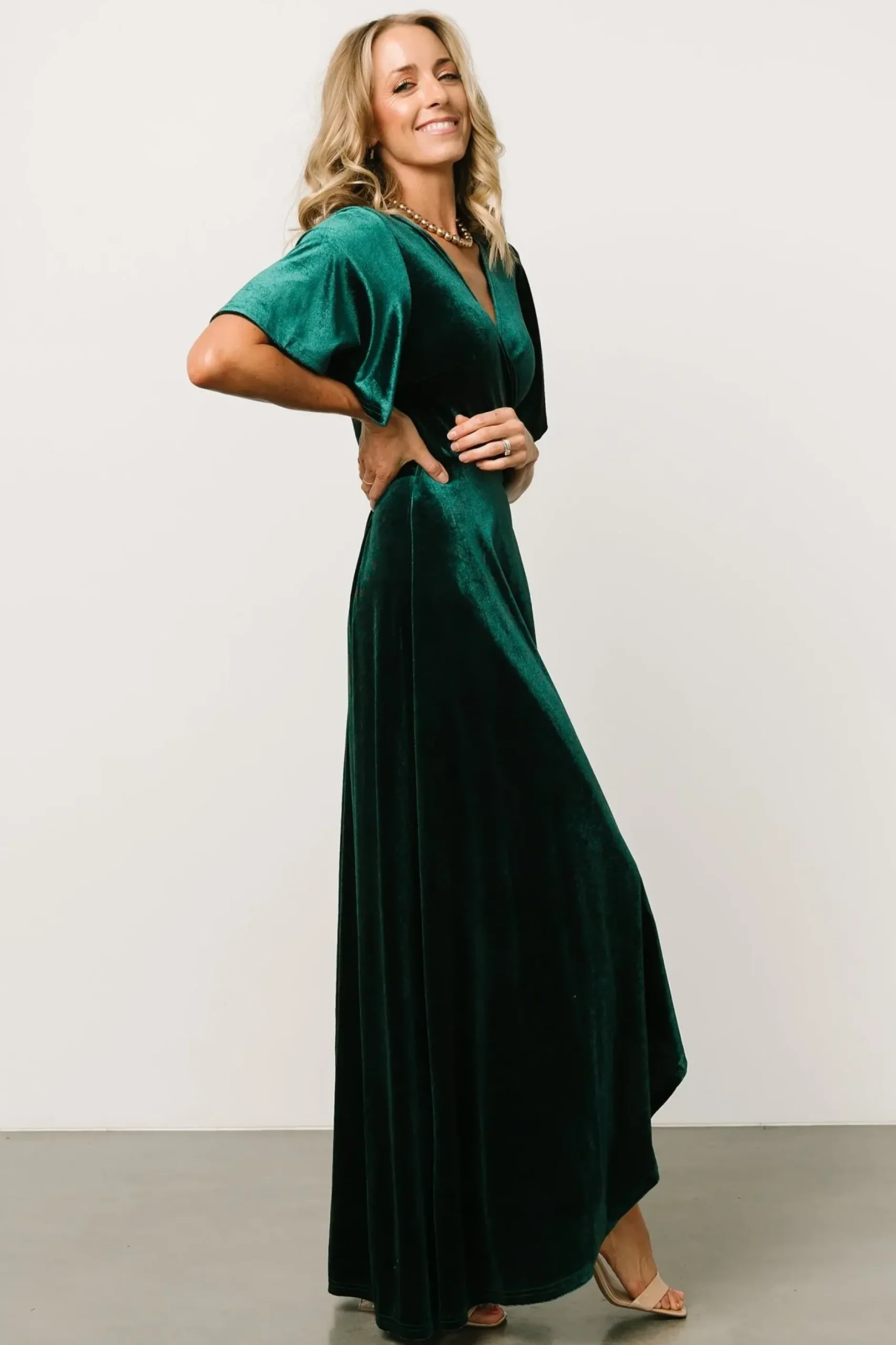 Baltic Born SALE|Maella Velvet Wrap Dress | Emerald