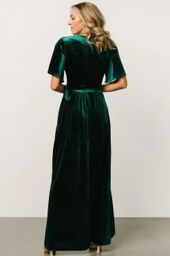 Baltic Born SALE|Maella Velvet Wrap Dress | Emerald