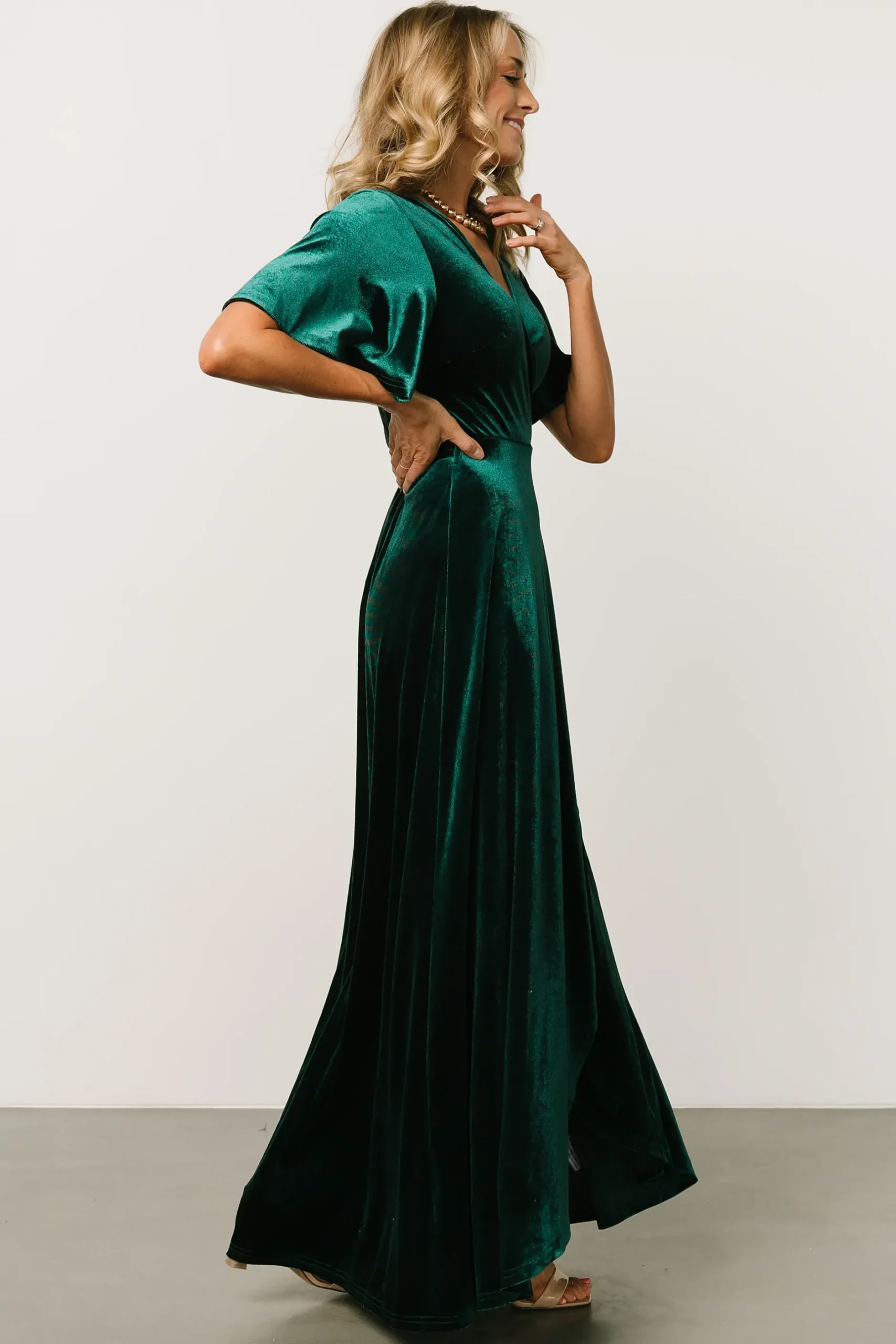 Baltic Born SALE|Maella Velvet Wrap Dress | Emerald