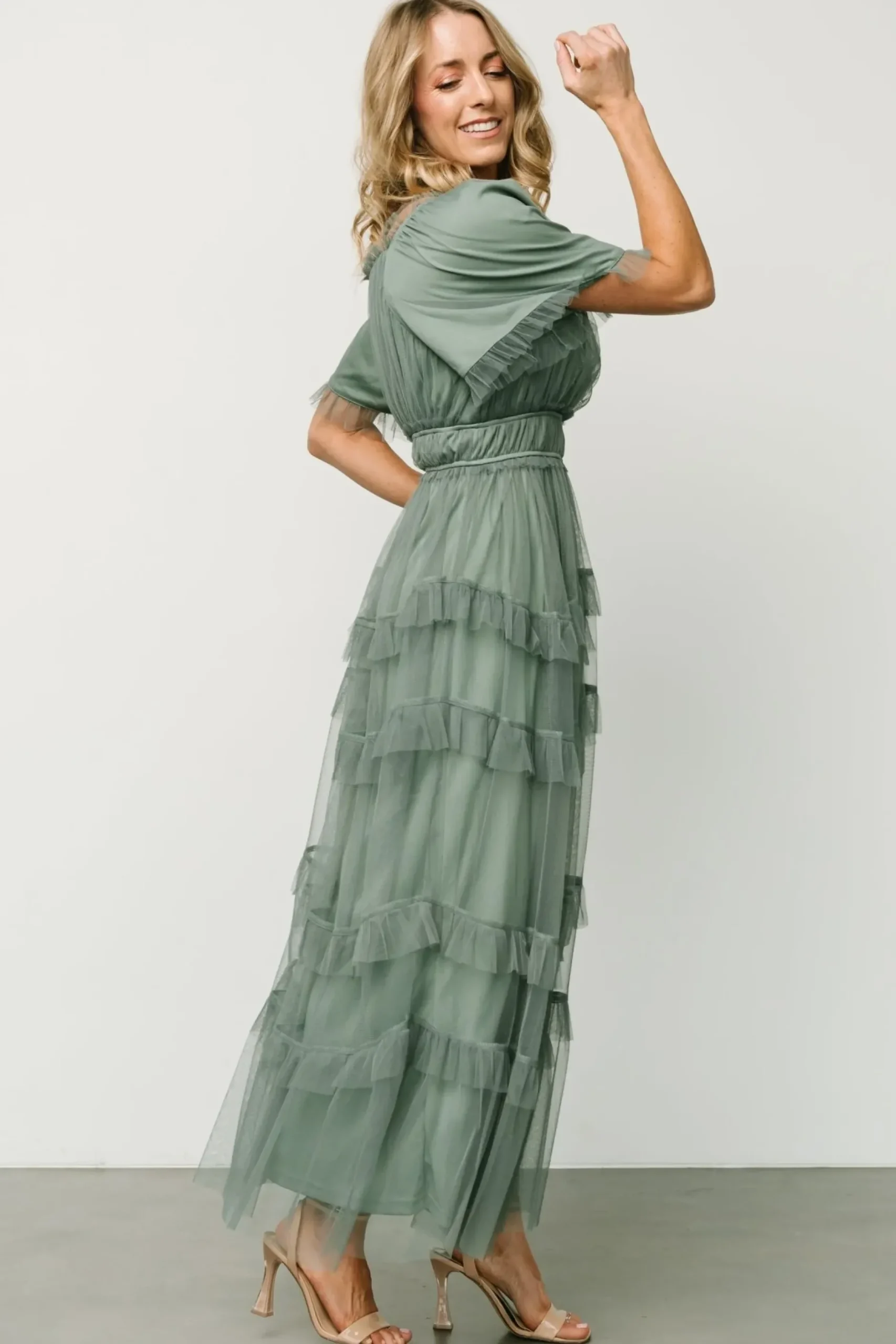 Baltic Born tulle styles|Magdalena Tulle Maxi Dress | Eucalyptus