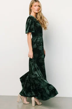 Baltic Born WINTER ESSENTIALS|Magliato Embossed Velvet Maxi Dress | Green