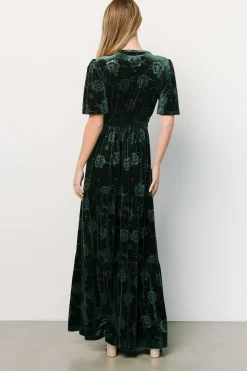 Baltic Born WINTER ESSENTIALS|Magliato Embossed Velvet Maxi Dress | Green