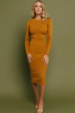 Baltic Born sweaters|Manhattan Ribbed Sweater Dress | Camel