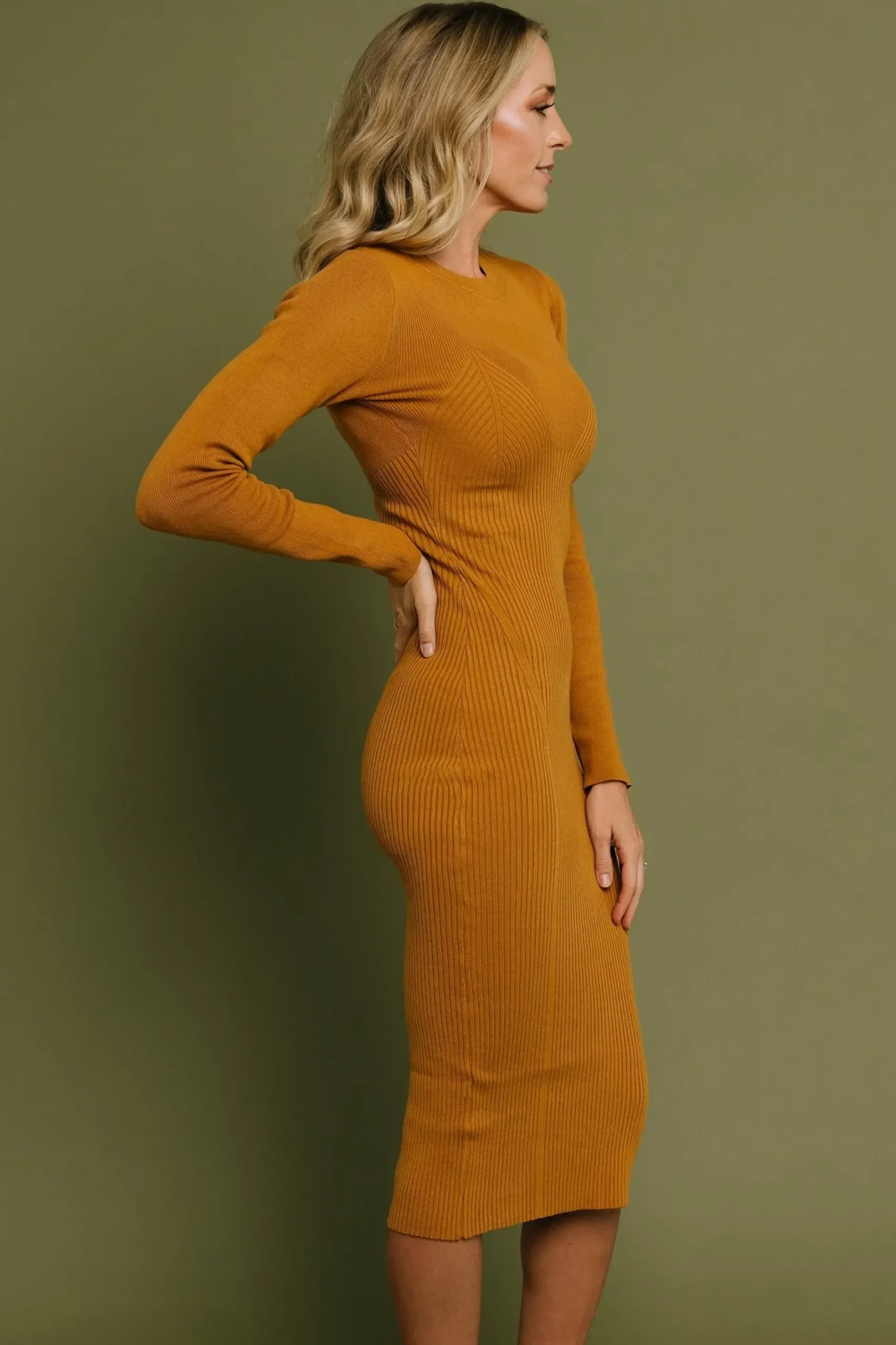 Baltic Born sweaters|Manhattan Ribbed Sweater Dress | Camel