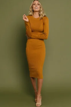 Baltic Born sweaters|Manhattan Ribbed Sweater Dress | Camel