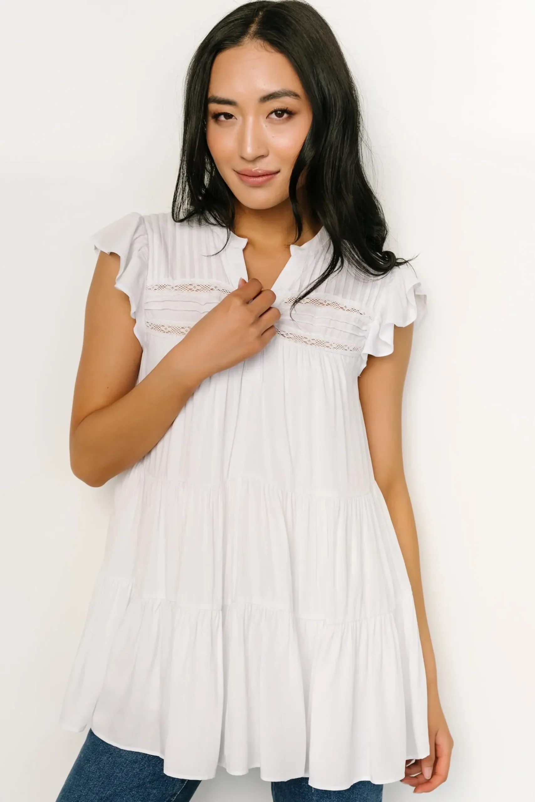 Baltic Born blouses + shirts|Margaret Tiered Top | White