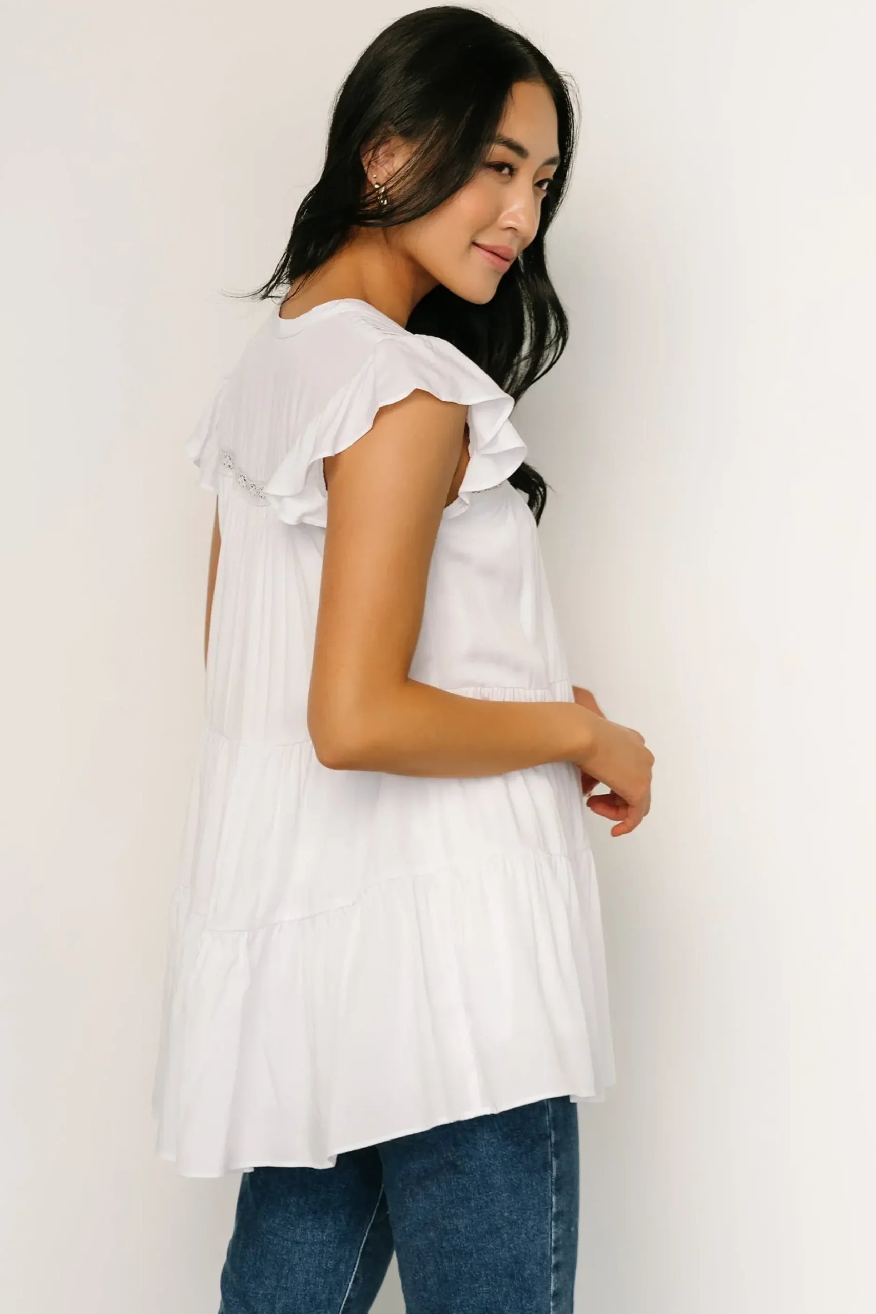 Baltic Born blouses + shirts|Margaret Tiered Top | White