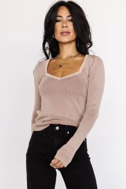 Baltic Born TOPS|Maria Sweetheart Ribbed Top | Tan
