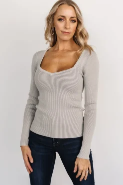Baltic Born blouses + shirts|Maria Sweetheart Ribbed Top | Gray