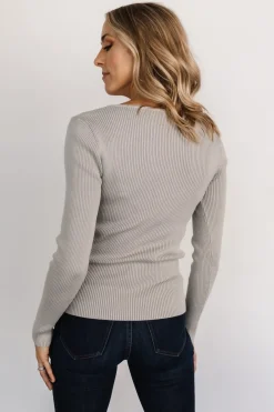 Baltic Born blouses + shirts|Maria Sweetheart Ribbed Top | Gray