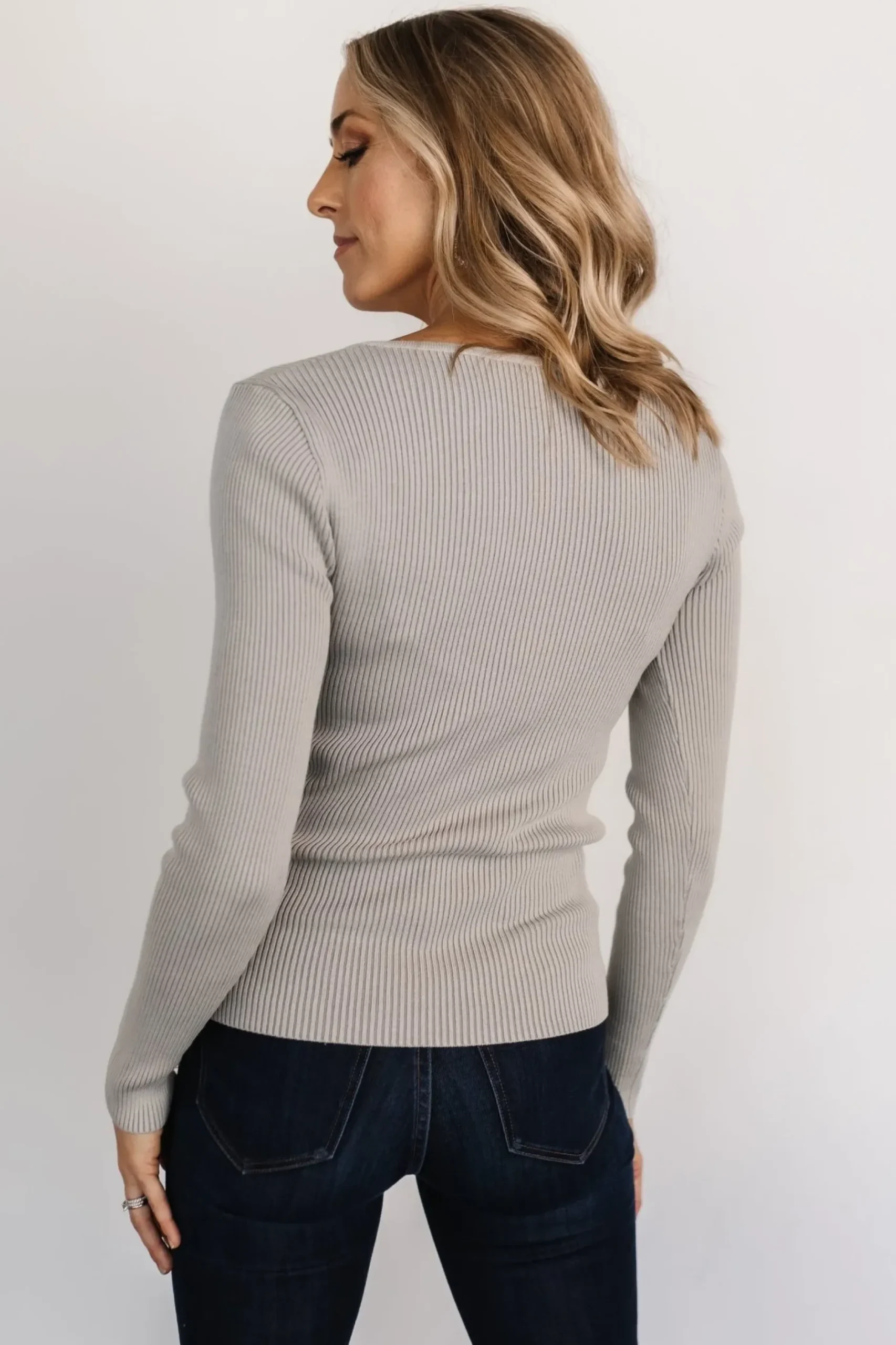 Baltic Born blouses + shirts|Maria Sweetheart Ribbed Top | Gray