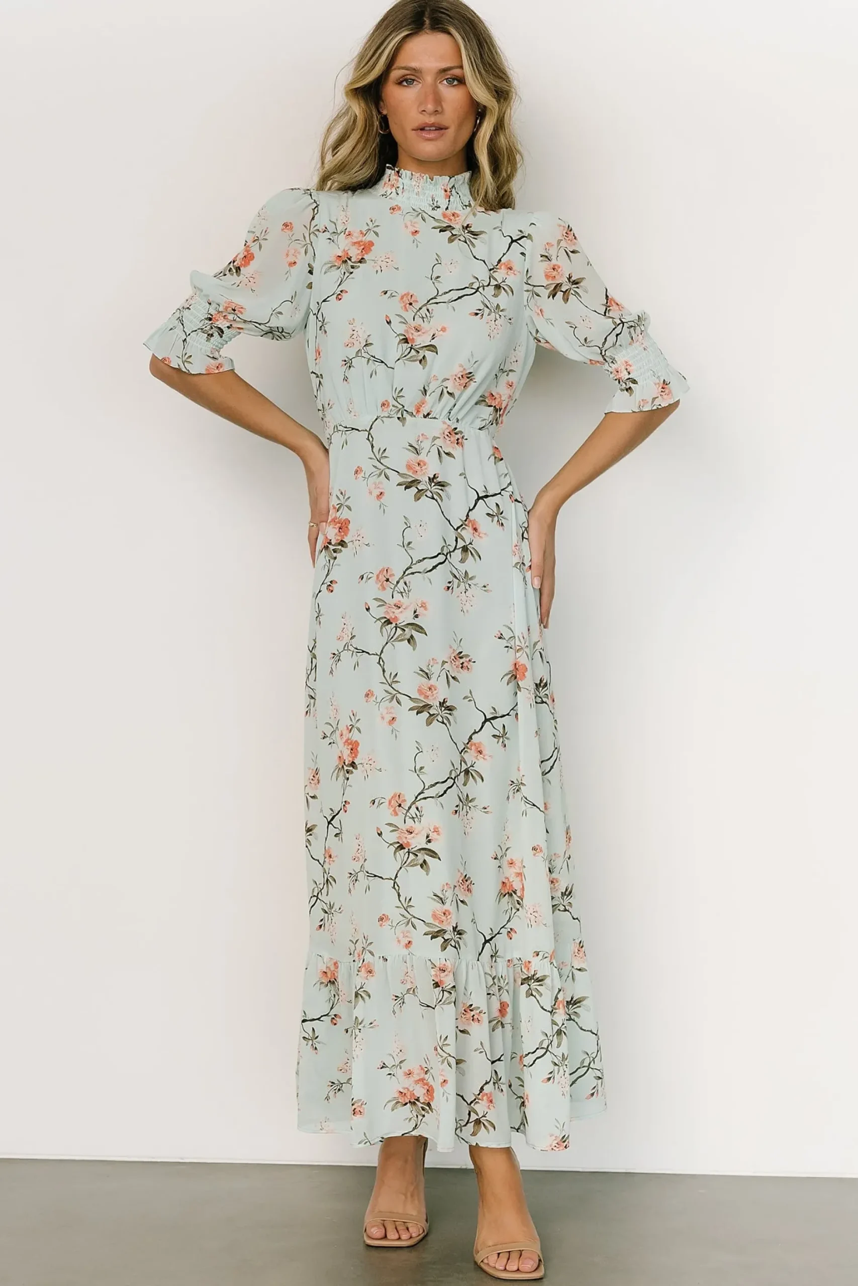 Baltic Born WEDDING SUITE|wedding guest|Marie Mock Neck Maxi Dress | Sage Floral