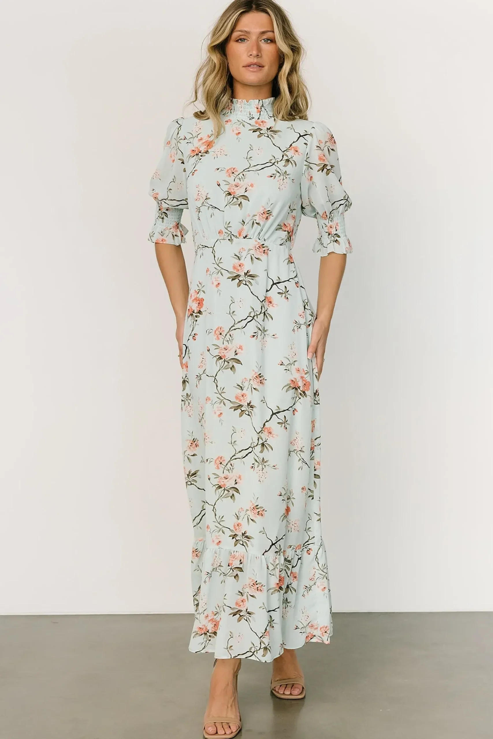 Baltic Born WEDDING SUITE|wedding guest|Marie Mock Neck Maxi Dress | Sage Floral