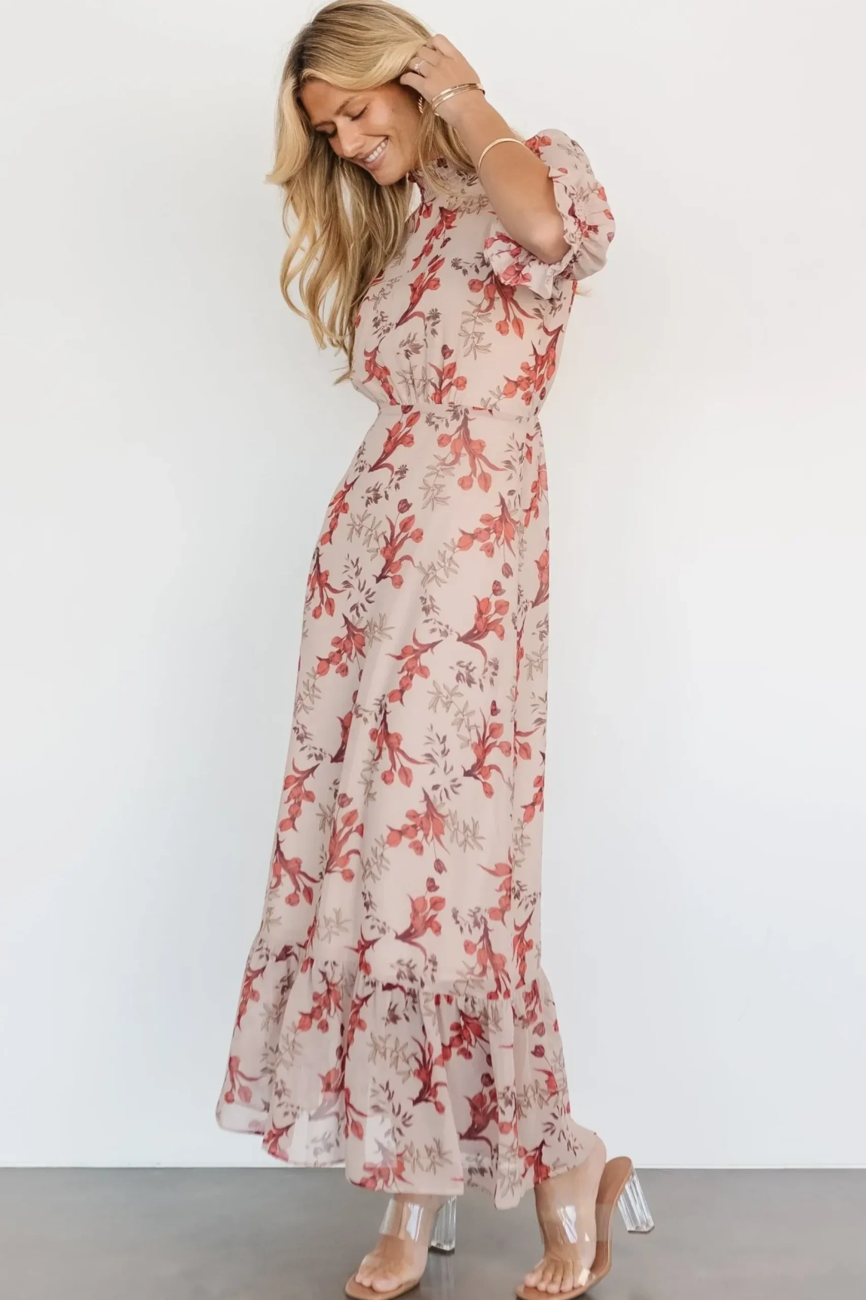 Baltic Born WEDDING SUITE|wedding guest|Marie Mock Neck Maxi Dress | Blush Floral