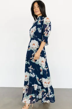 Baltic Born WEDDING SUITE|wedding guest|Marie Mock Neck Maxi Dress | Navy Floral