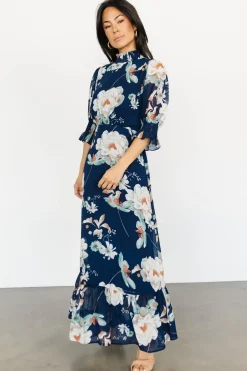 Baltic Born WEDDING SUITE|wedding guest|Marie Mock Neck Maxi Dress | Navy Floral