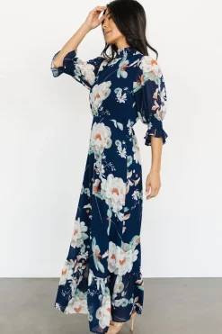 Baltic Born WEDDING SUITE|wedding guest|Marie Mock Neck Maxi Dress | Navy Floral