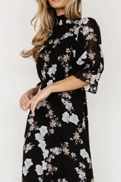 Baltic Born WEDDING SUITE|wedding guest|Marie Mock Neck Maxi Dress | Black Floral
