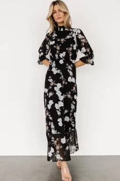 Baltic Born WEDDING SUITE|wedding guest|Marie Mock Neck Maxi Dress | Black Floral