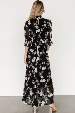 Baltic Born WEDDING SUITE|wedding guest|Marie Mock Neck Maxi Dress | Black Floral