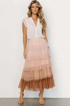 Baltic Born skirts|Marlene Tulle Ruffle Skirt | Natural + Rosy Brown