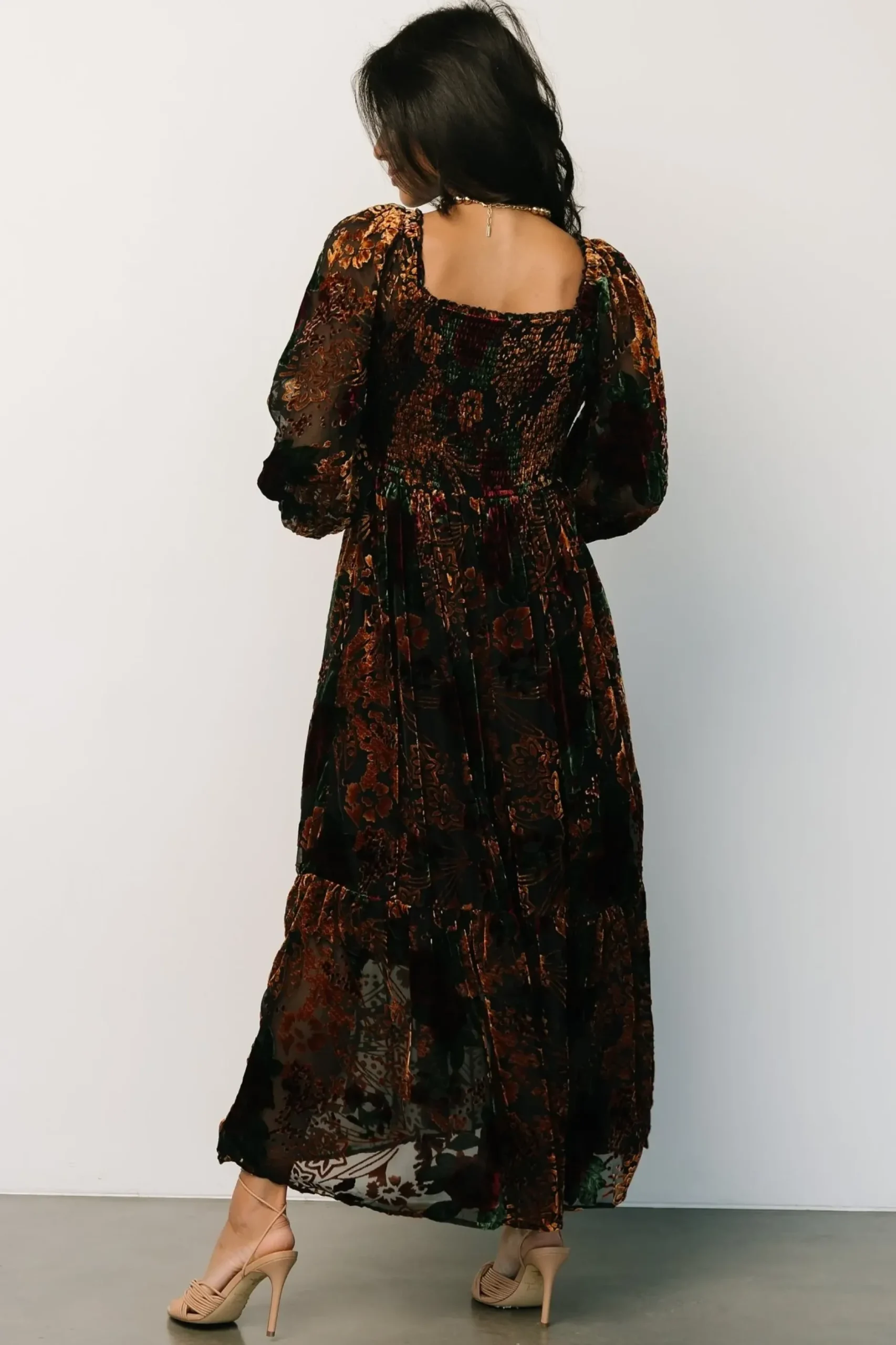 Baltic Born DRESSES|WEDDING SUITE|Marlow Velvet Embossed Dress | Black Multi