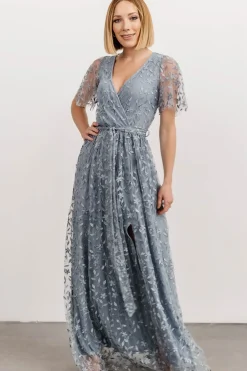 Baltic Born SALE|Marseille Embossed Maxi Dress | Dusty Blue
