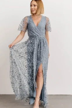 Baltic Born SALE|Marseille Embossed Maxi Dress | Dusty Blue