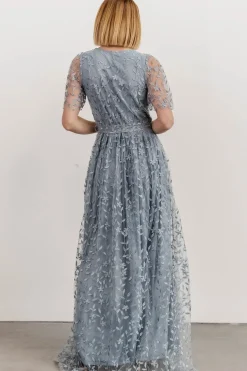 Baltic Born SALE|Marseille Embossed Maxi Dress | Dusty Blue