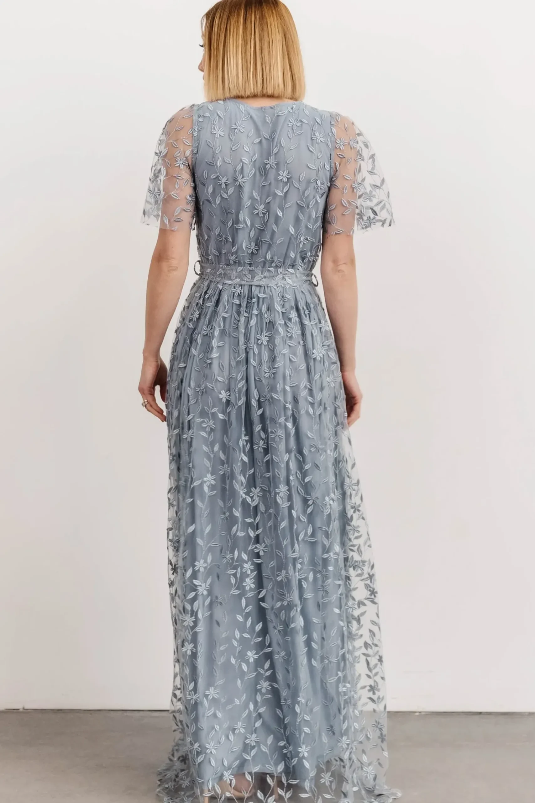 Baltic Born SALE|Marseille Embossed Maxi Dress | Dusty Blue