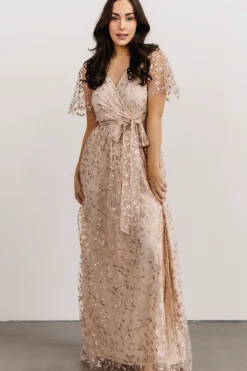 Baltic Born SALE|Marseille Embossed Maxi Dress | Sequin Champagne