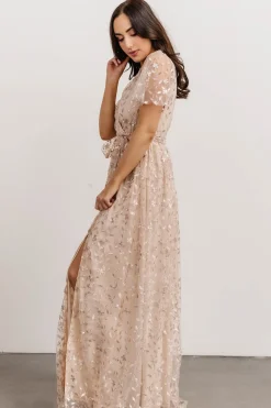 Baltic Born SALE|Marseille Embossed Maxi Dress | Sequin Champagne