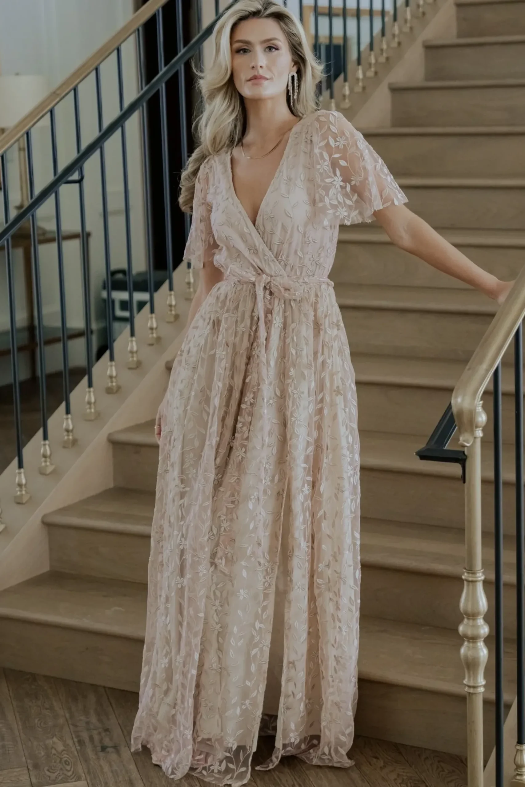Baltic Born SALE|Marseille Embossed Maxi Dress | Champagne
