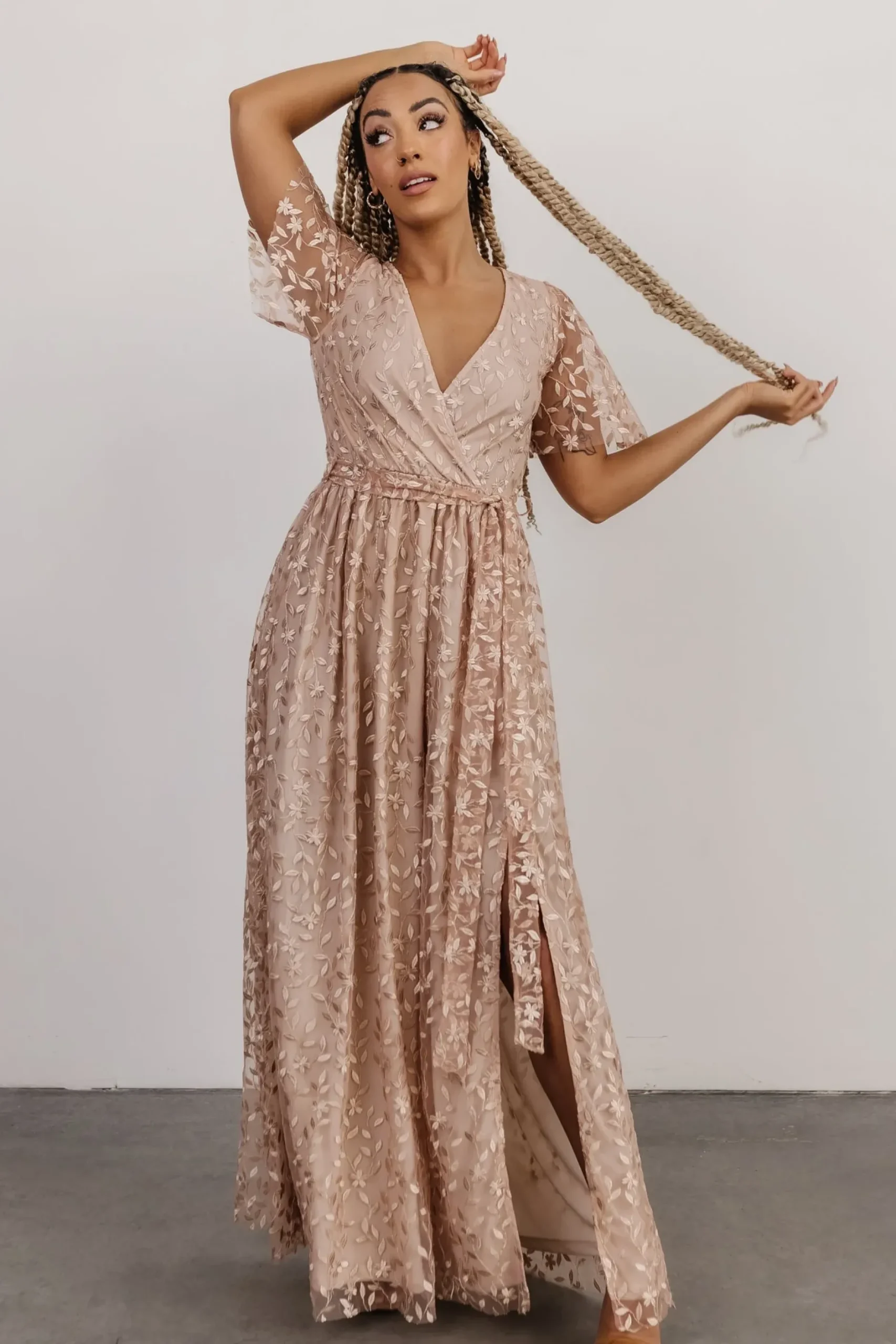 Baltic Born SALE|Marseille Embossed Maxi Dress | Champagne